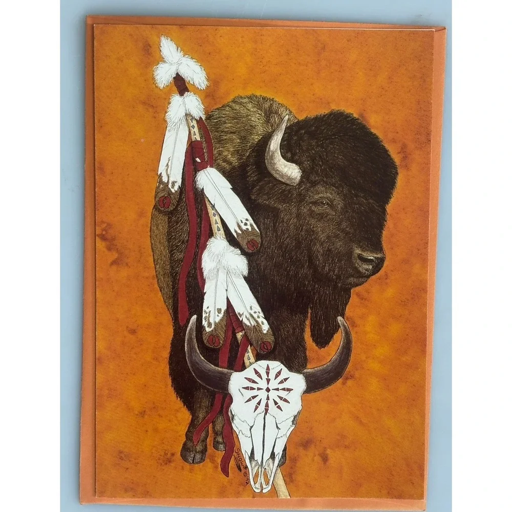 8 Vtg Wildlife Note Cards w Envelopes Cougar Eagle Bear Buffalo Blank Inside 5x7